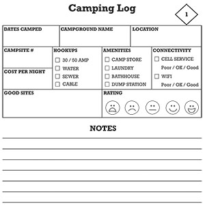 Camping Log inside page