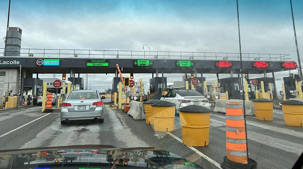 The gates at the border to Canada at Champlain, New York